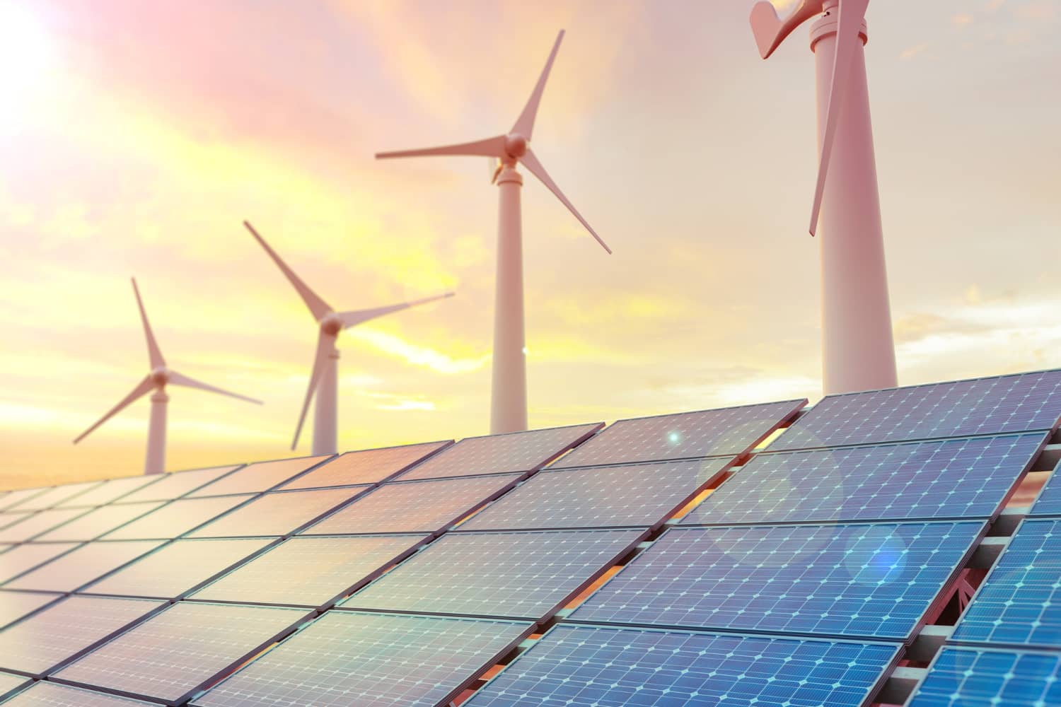 Generación de energía renovable a partir de paneles solares y turbinas eólicas